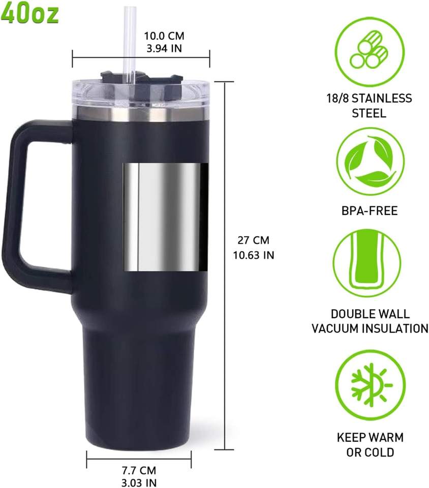 Stainless Steel Travel Mug Water Bottle Cup with Handle and Straw Lid