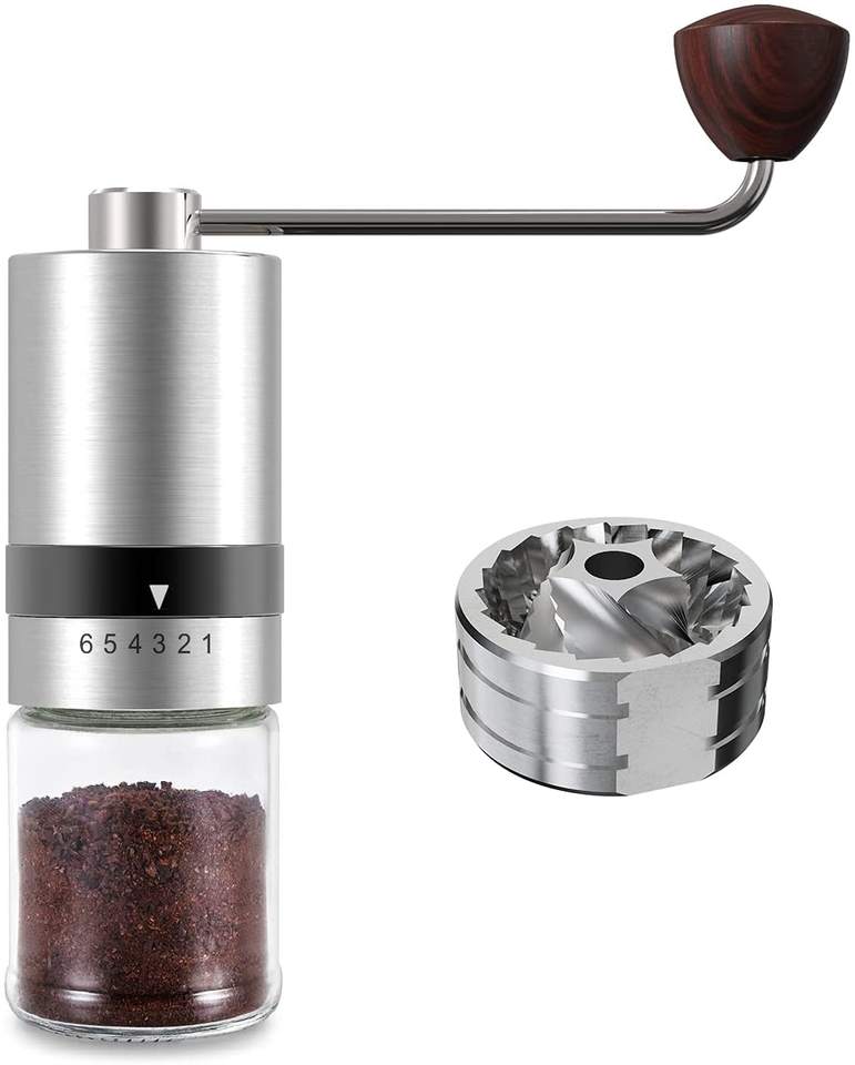 Manual Coffee Grinder Hand Coffee Grinder Portable Hand Crank Coffee Bean Grinder 6 Adjustable Setting Stainless Steel Household