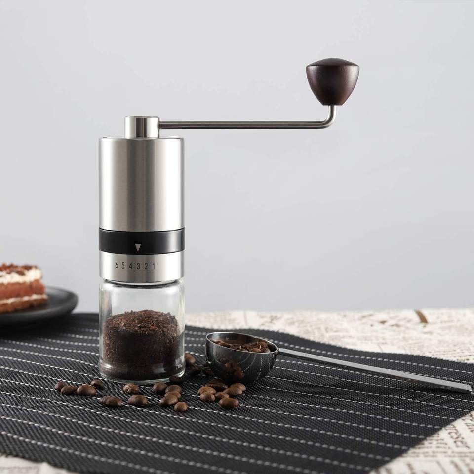 Manual Coffee Grinder Hand Coffee Grinder Portable Hand Crank Coffee Bean Grinder 6 Adjustable Setting Stainless Steel Household