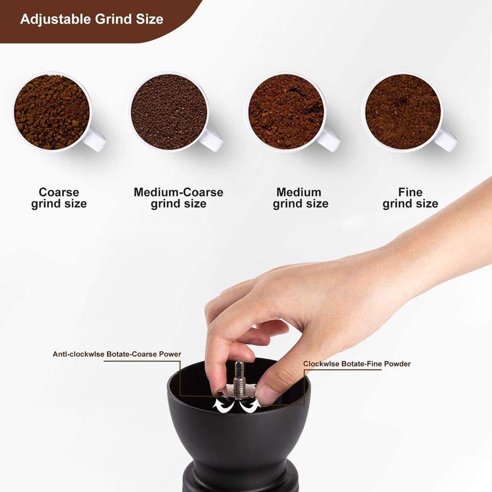 Coffee Grinder Manual Burr with 2 Glass Jars and Ceramic Burr
