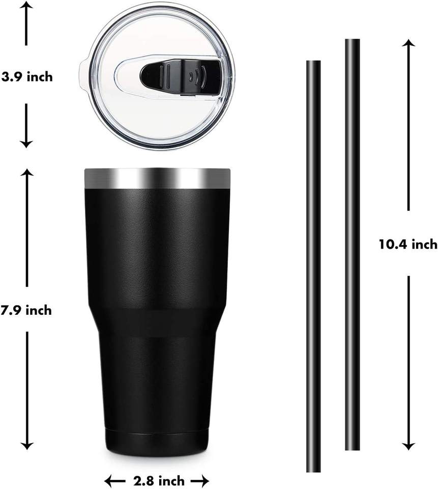 30oz Stainless Steel Tumbler, Insulated Coffee Tumbler Cup with Lid and Straw, Double Wall Coffee Mug for Hot & Cold Drink