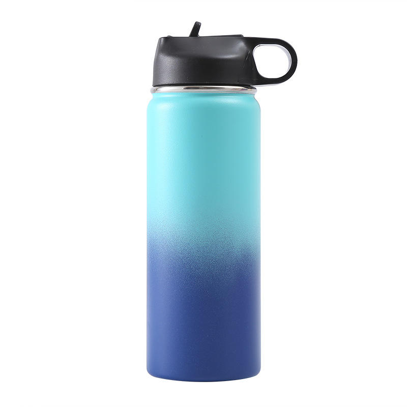 Stainless Steel Double Wall Water Bottle, Sweat-proof Vacuum Insulated Bottle With Straw Lid