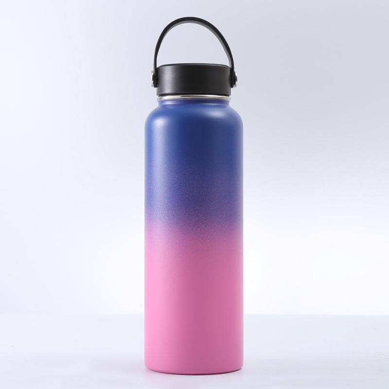 Stainless Steel Double Wall Water Bottle, Sweat-proof Vacuum Insulated Bottle With Straw Lid