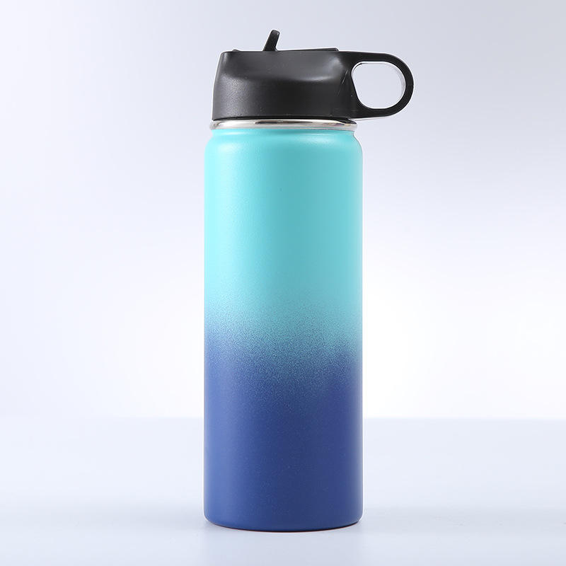 Stainless Steel Double Wall Water Bottle, Sweat-proof Vacuum Insulated Bottle With Straw Lid