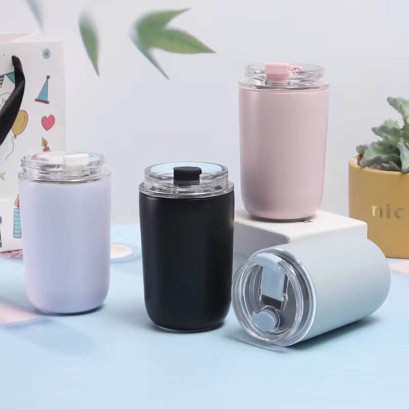 creative new design 304 stainless steel insulated water bottle portable coffee water bottle with straw