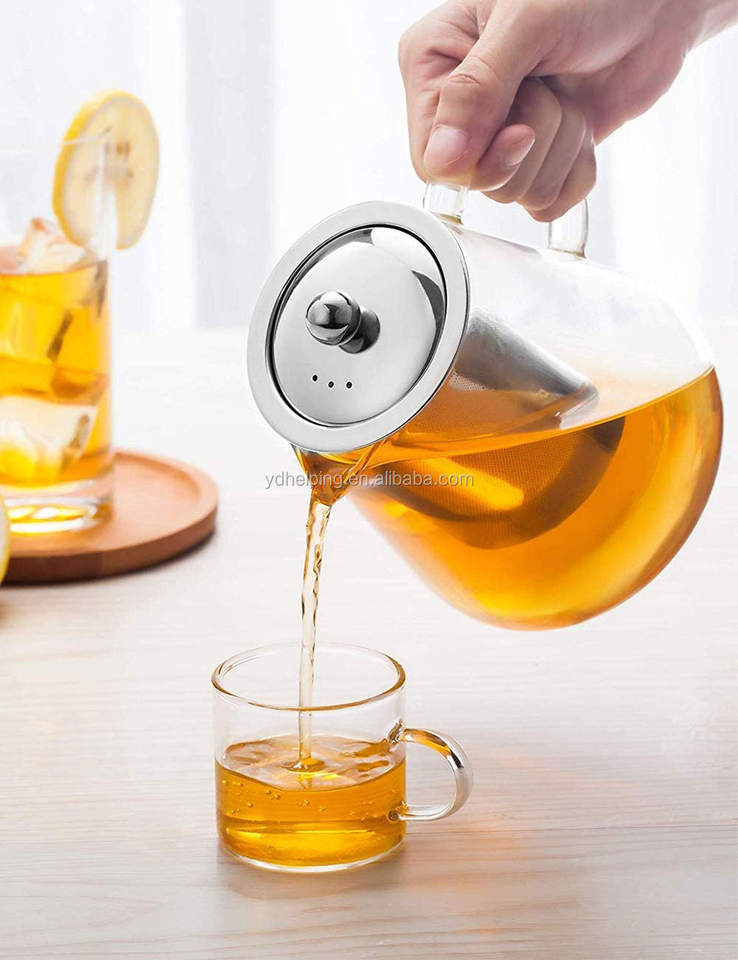 950ML Teapot Water Carafe Borosilicate Glass glass Teapot with Infuser Tea Pot 950ml 32oz Tea Kettle Stovetop with Filter Glass