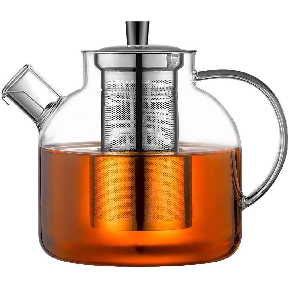 High Temperature Resistant Large Capacity 1500ml 52oz Borosilicate Glass Teapot with Removable Stainless Steel Infuser