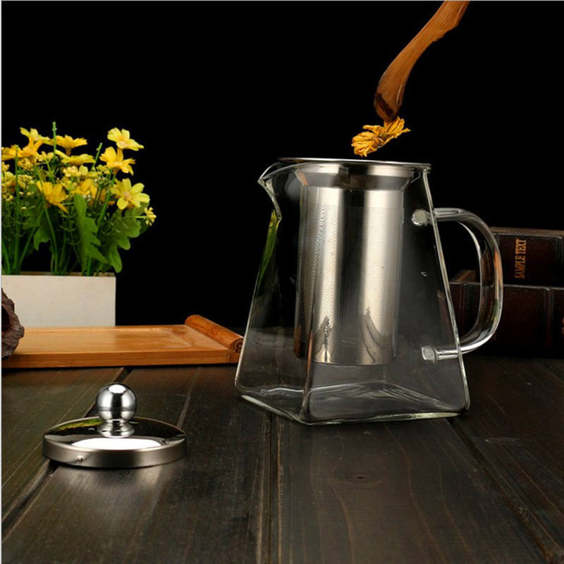 Indrill Insert YOUNIO0ML Clearinsertresistant Clear Glass Teapot Heated Container Tea Pot Clear Kettle with Stainless Steel