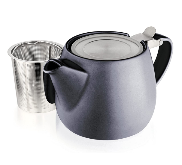 Ceramic Porcelain Teapot with Stainless Steel Lid and Extra-Fine Infuser