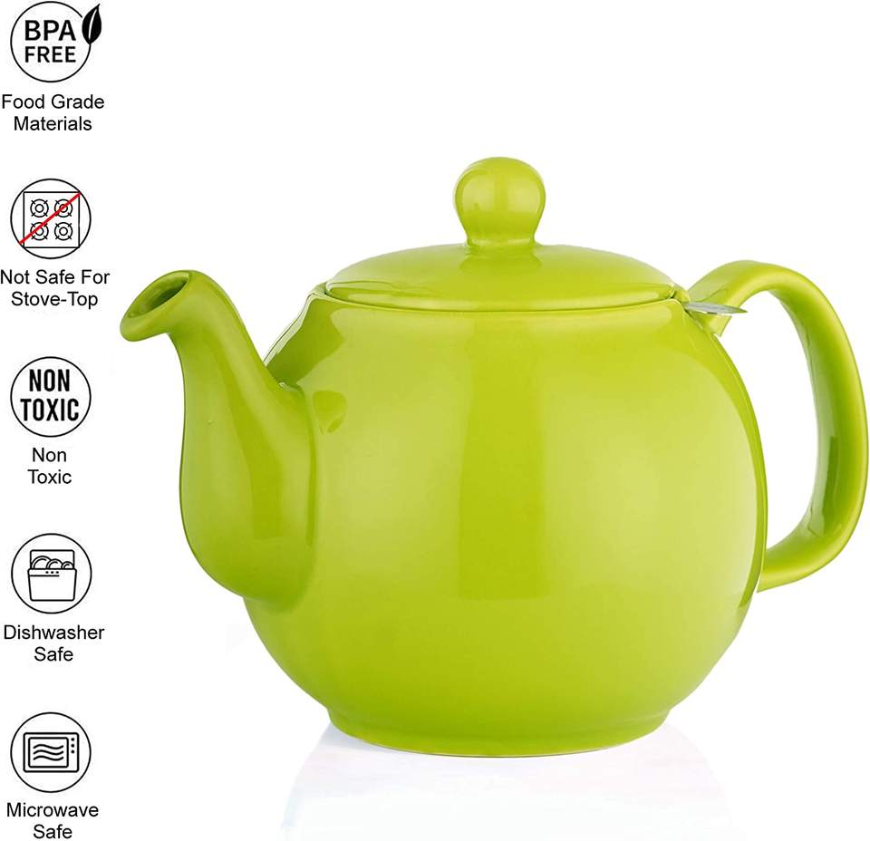 48 Ounce Large Porcelain Teapot Loose Leaf and Blooming Tea Pot with Infuser