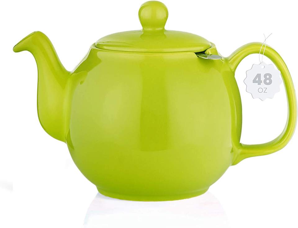 48 Ounce Large Porcelain Teapot Loose Leaf and Blooming Tea Pot with Infuser