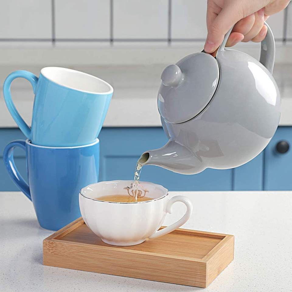 Porcelain Tea Pot with Infuser and Lid,Teaware with Filter for Tea and coffee