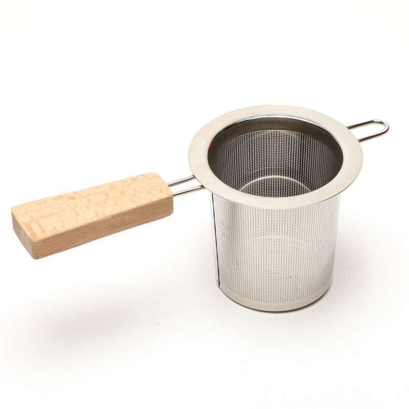 LFGB Approved High Quality 304 Stainless Steel Tea Strainer with Wood Handle