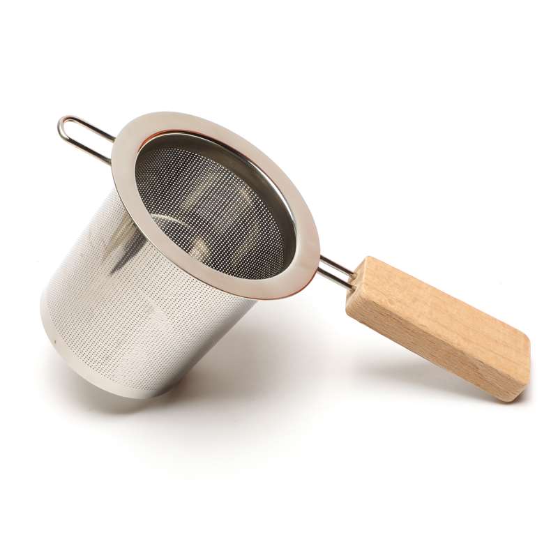 LFGB Approved High Quality 304 Stainless Steel Tea Strainer with Wood Handle