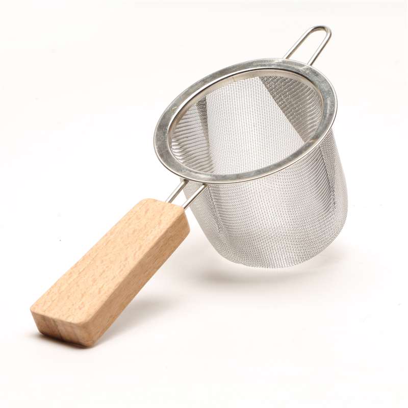 Fine Mesh Design 18 8 Stainless Steel Herbal Tea Infuser with Wooden Handle