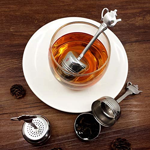 Food safe fine holes stainless steel tea infuser strainer with teapot shape handle