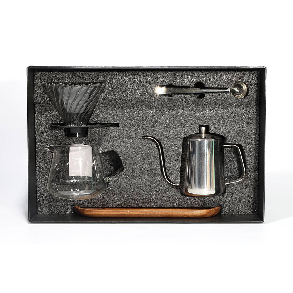 New Arrival Food Grade Glass Pour Over Water Pot Coffee Dripper 5 pcs Coffee Server Gift Set