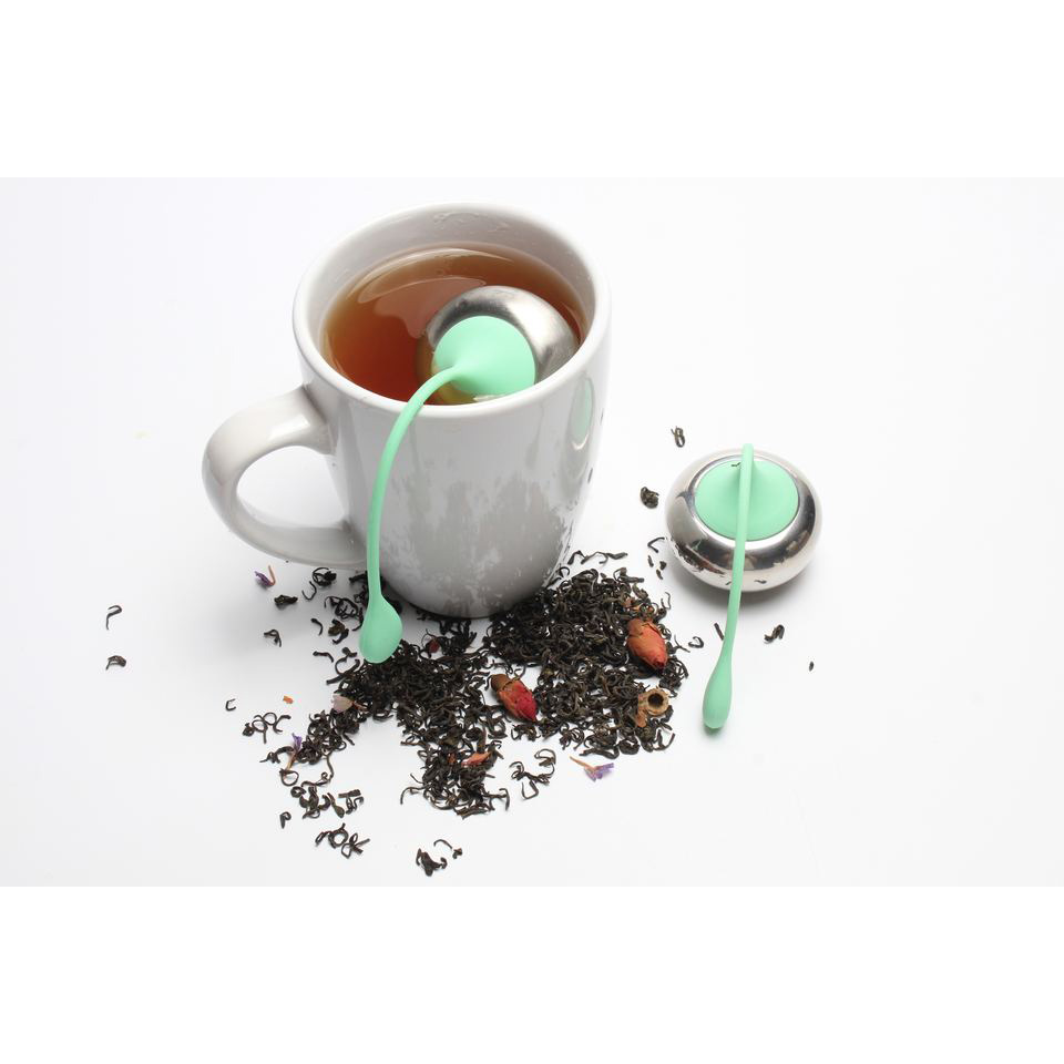 Newest Design Creative Flat Spherical Stainless Steel & Silicone Tea Strainer