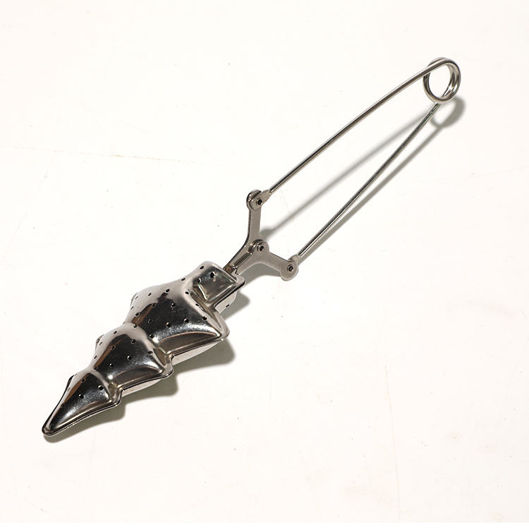 304 Stainless Steel ChrisTmas Tree Tea Infuser for Single Mug, Snap Handle Fine Hole Teal Strainer Filter for Brewing Loose Tea